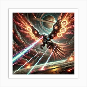 A Sci Fi Depiction Of Voltros, The Thunder Phoenix Plasma Feathers Art Print