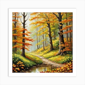 Forest In Autumn In Minimalist Style Square Composition 323 Art Print