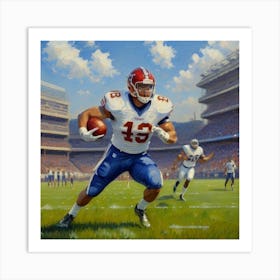 Victory Run Football Athlete Charging Forward Art Print