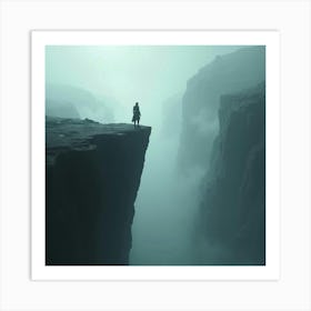 Man Standing On The Edge Of A Cliff Art Print