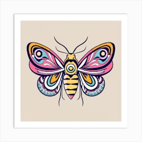 Tattoo Of Moth In Complementary Colors Purple Art Print