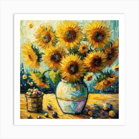 Sunflowers In A Vase 4 Art Print