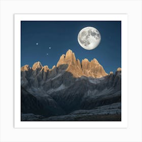 Full Moon In The Mountains Art Print