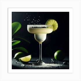 A refreshing and delicious margarita, garnished with a lime wedge and served with a side of salt. Perfect for a hot summer day or a night out on the town. Art Print