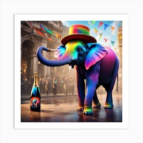 Rainbow Havana Elephant London Art Print