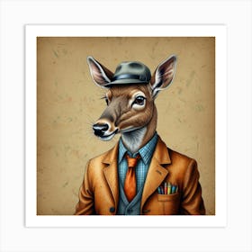 Deer In A Suit 4 Art Print