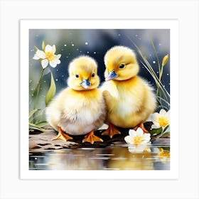 Pair of ducklings Art Print