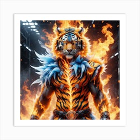 King tiger with a body of flames  Art Print