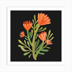 Orange Wildflower Square Art Print