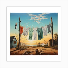 Clothesline. Laundry Day 1 Art Print