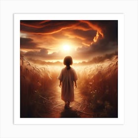 Little Girl In A Wheat Field Art Print