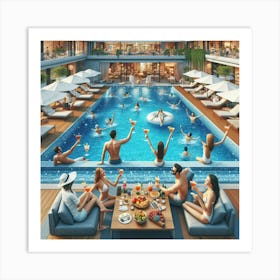 Pool Party At The Hotel Art Print