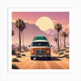 Vw Bus In The Desert Art Print