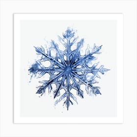 Snowflake Sketch With Ink Splash Effect Art Print