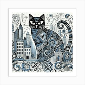 Onyx Ridge City Cat Art Print