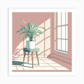 Potted Plant In Front Of Window Art Print