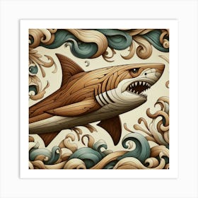 Majestic Shark Amidst Swirling Waves Art Print