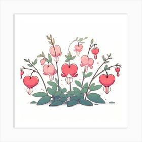 Flowers of Bleeding heart, Vector art 11 Art Print
