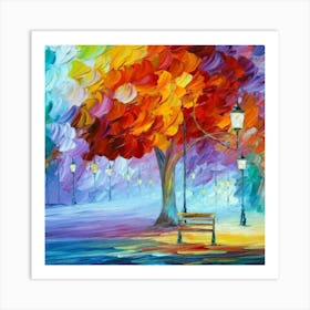 Colorful Tree In The Park oil painting abstract painting art 1 Art Print