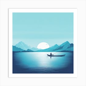 Man Fishing In A Canoe Art Print