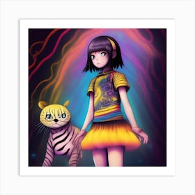 Girl And A Tiger Art Print