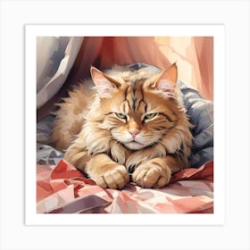 A Cat Taking A Nap Art Print