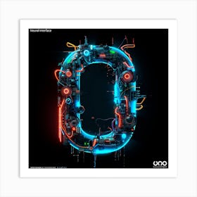 O made of glowing circuits Art Print