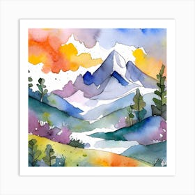 Firefly An Illustration Of A Beautiful Majestic Cinematic Tranquil Mountain Landscape In Neutral Col (34) Art Print