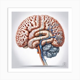 Human Brain With Blood Vessels 1 Art Print