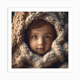 Little Girl In A Blanket Art Print