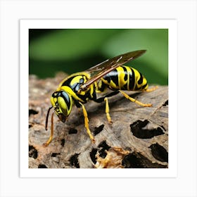 Wasp On A Log Art Print