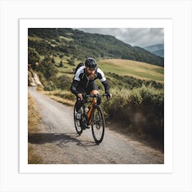 Cyclist On A Dirt Road Art Print