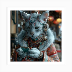 Chinese Cat Art Print