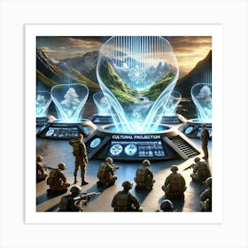 A Futuristic Sci Fi Scene Showcasing Cultural Projection Arrays Art Print