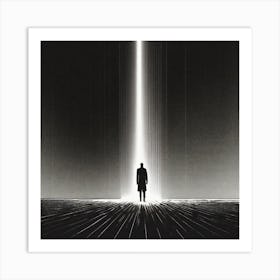 Man In Front Of A Light Art Print