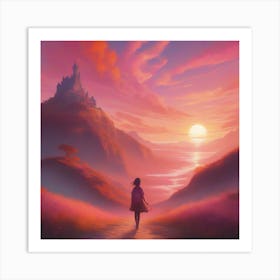 Girl Walking Down A Path Art Print