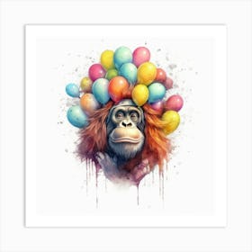 Orangutan With Balloons 2 Art Print