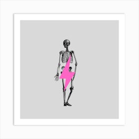 Pink Lightning Skeleton Art Print