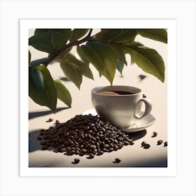 Coffee And Coffee Beans Art Print