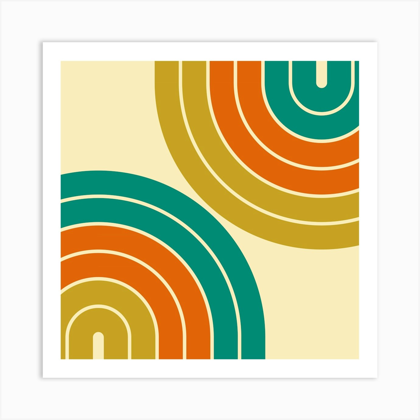 Midcentury Modern Geometric Rainbow Ic In Vintage Teal Terracotta Gold 02 Art Print by NineFlorals