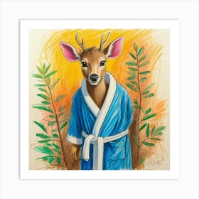 Deer In Bathrobe 6 Art Print