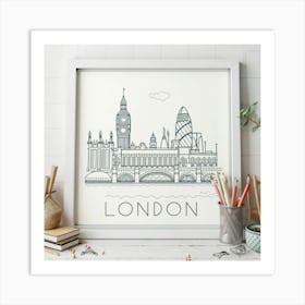 London Map Minimal Line Art Print Painting Art Print