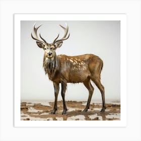 Deer In Mud Art Print