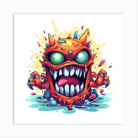 Cartoon Monster In The Water Art Print