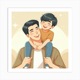 Happy Father And Son 1 Art Print