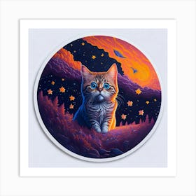 Cat Colored Sky (105) Art Print