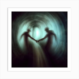 Two People Holding Hands In A Tunnel Art Print