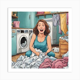 Woman In A Laundry Room Art Print