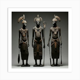 Tribal African Art men silhouettes 5 Art Print