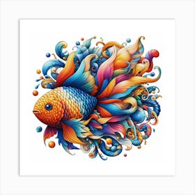 Something Fishy 4/4 (colourful rainbow sea river wall art decoration) Art Print